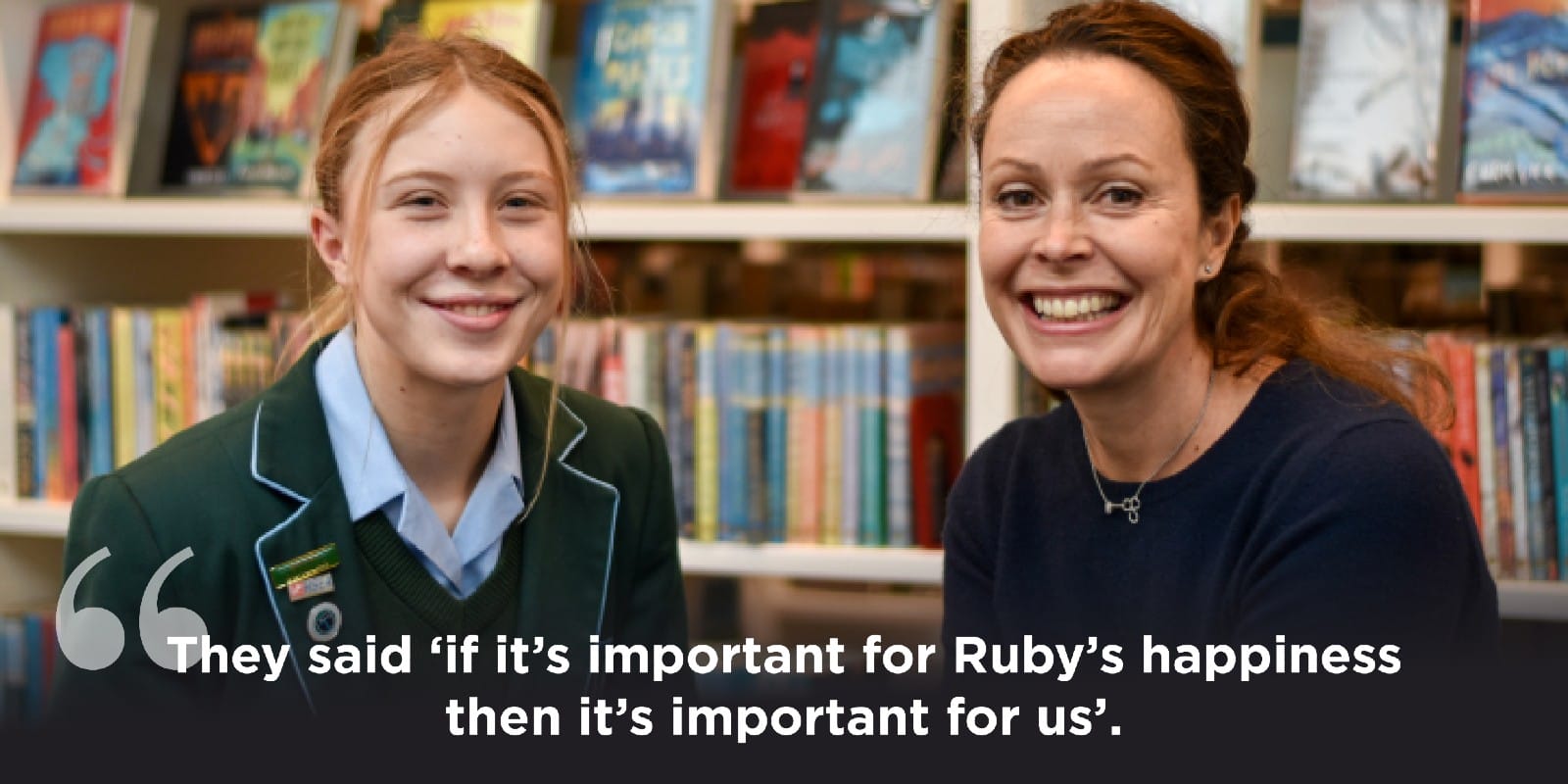 girl and her mum smiling for downe house family-friendly boarding