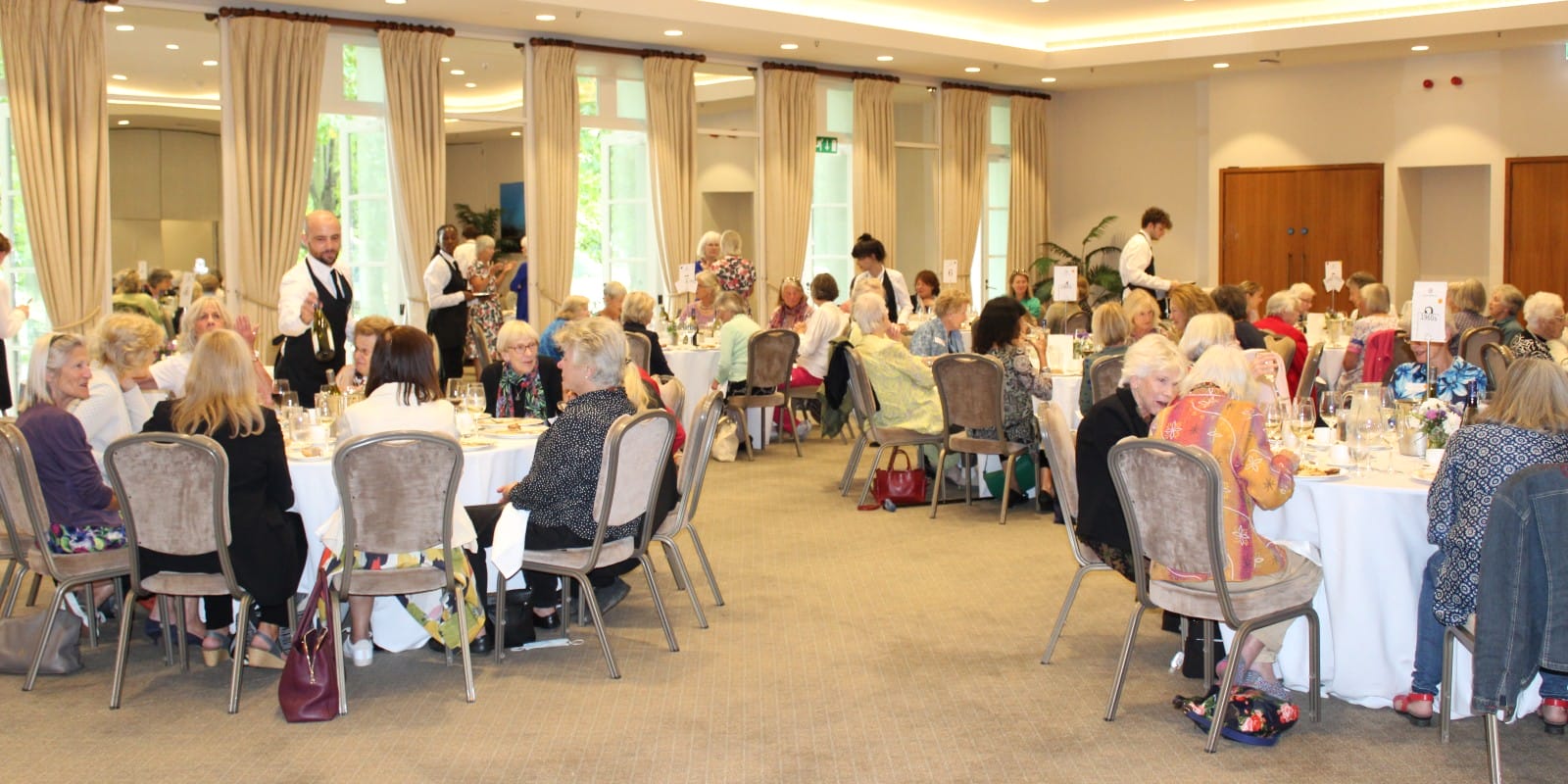 A wide shot of the Hurlingham Club lunch hall