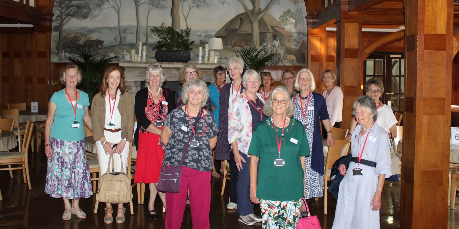 DHSA reunion take a tour around the dining room at Downe House