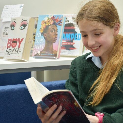 Pupil reading for pleasure in the Library