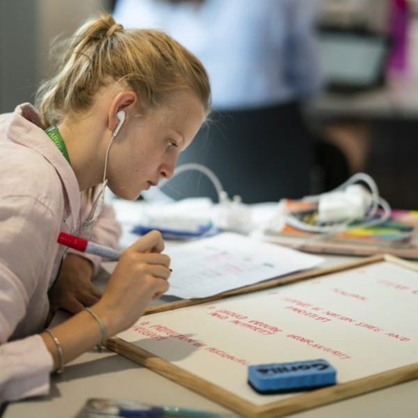 sixth form studying in library